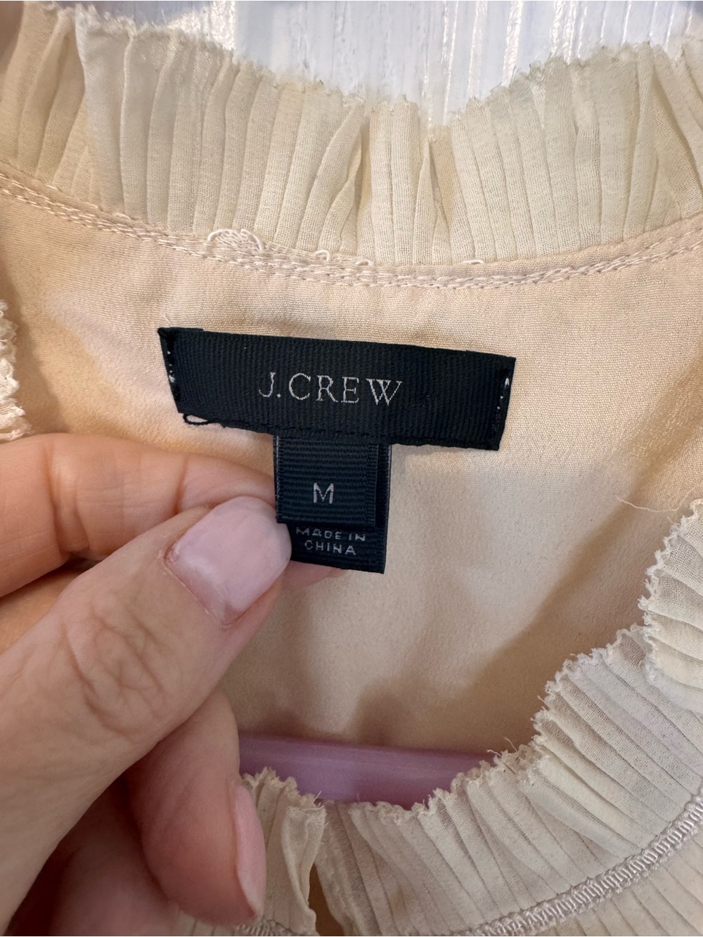 J.Crew Lace Overlay Sleeveless Ruffle Collar Blouse Cream Beige Size Medium - Picture 6 of 12